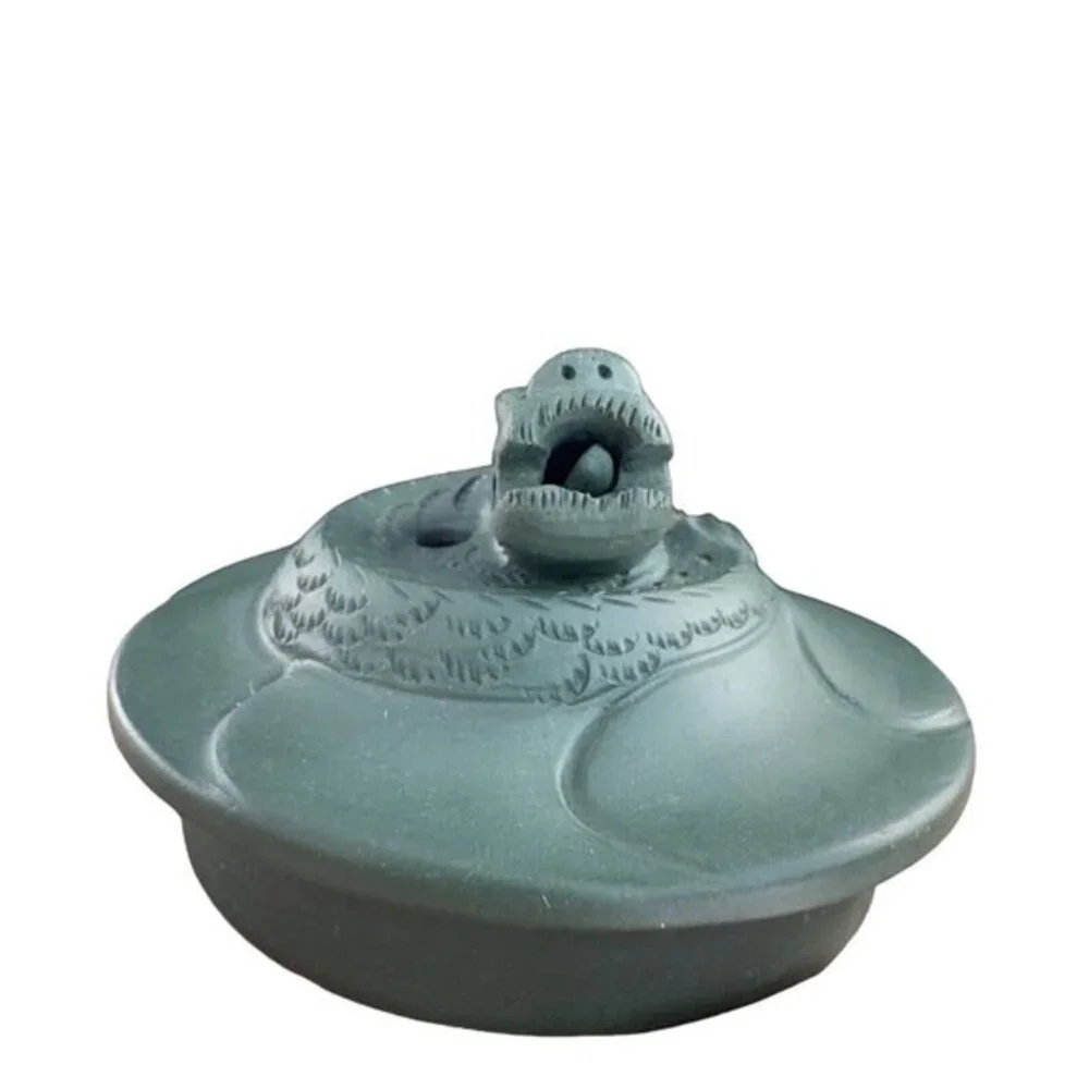 Chinese Yixing‎ Zisha Green Clay Teapot Marked Pottery Dragon Serpent Tongue Out
